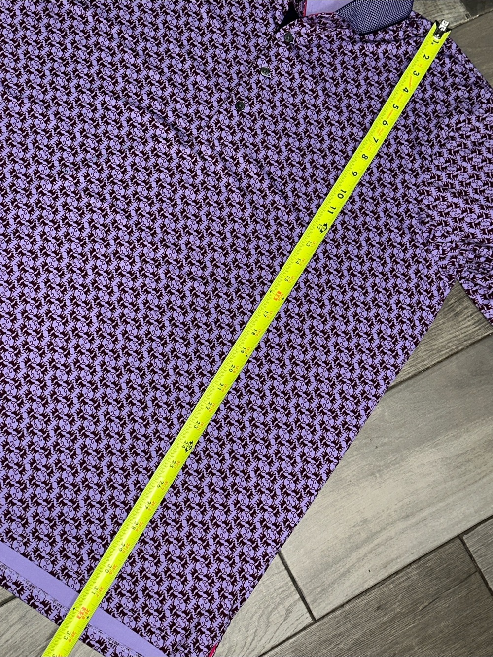Greyson Polo Shirt Mens XL Purple All Over Monkey Lane Performance Office - Picture 7 of 7